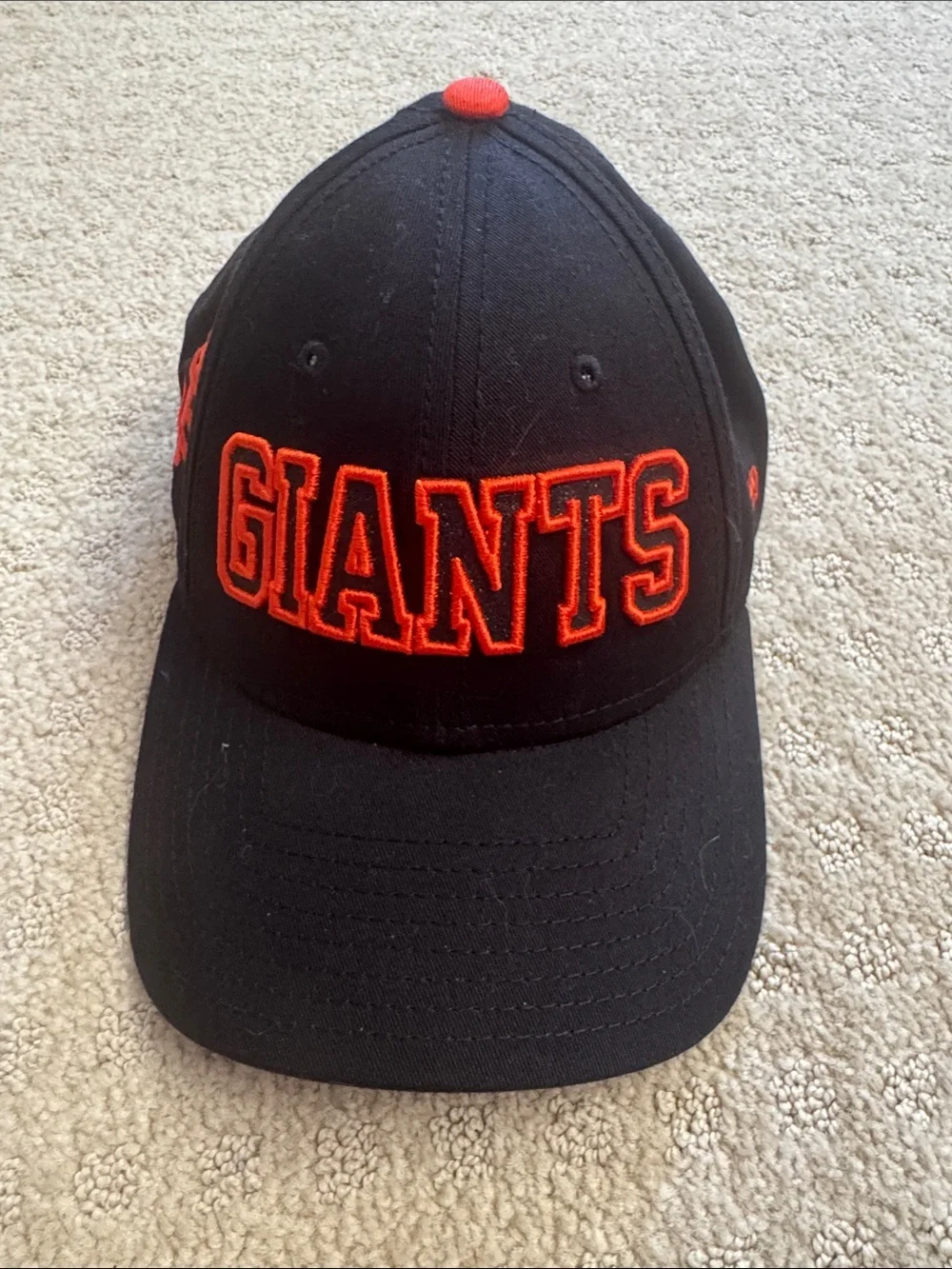 GIANTS Embroidered Black Baseball Cap with Orange Accents